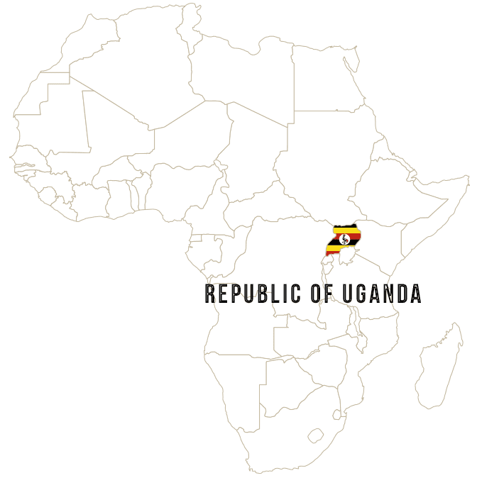 アフリカ、ウガンダの地図